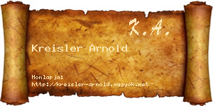 Kreisler Arnold névjegykártya